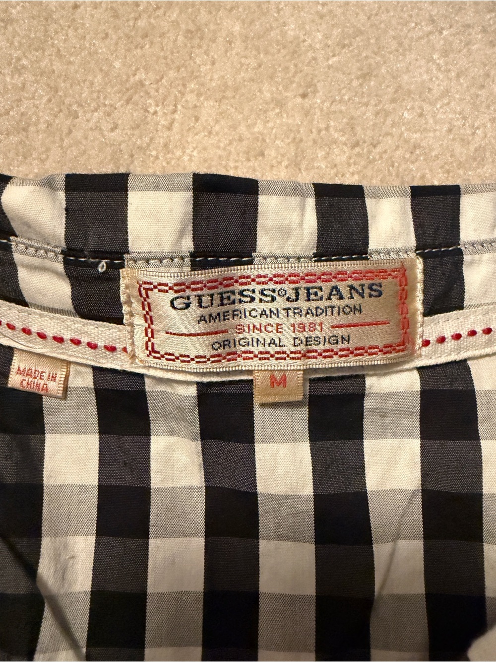 Guess Black & White Gingham Tie-Front Sleeveless Top - Picture 5 of 5